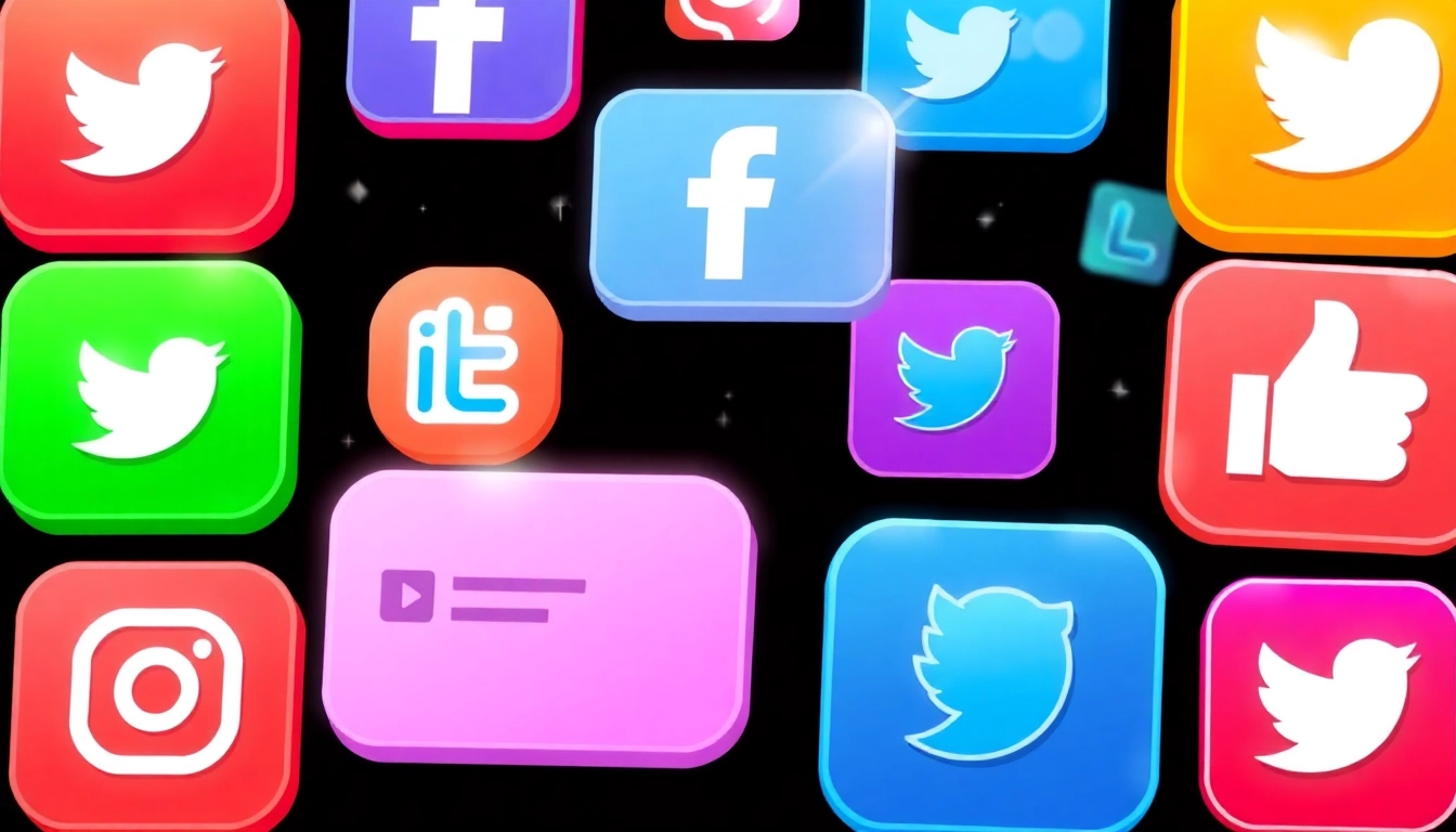 Graphic showing social media platform updates with notifications and vibrant icons for digital