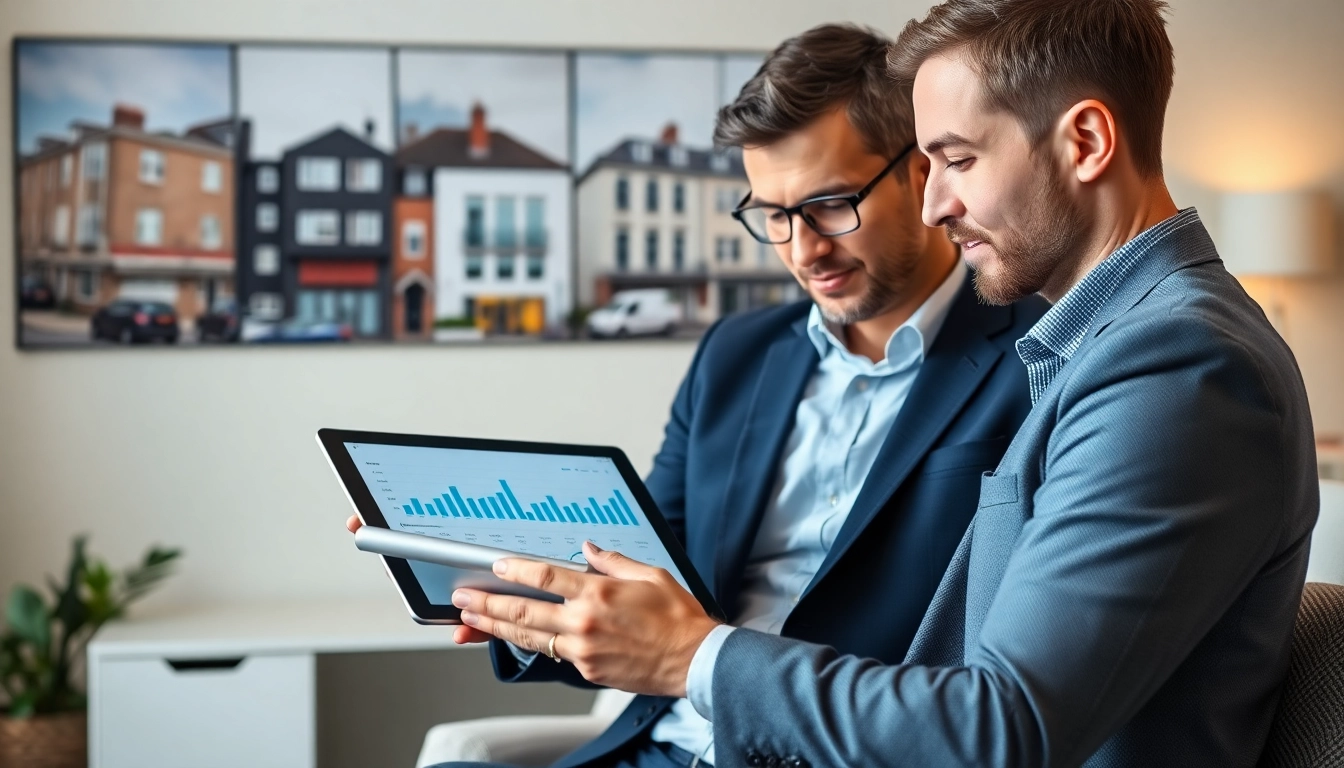Landlord News UK Professional reviewing property market data with UK homes in background